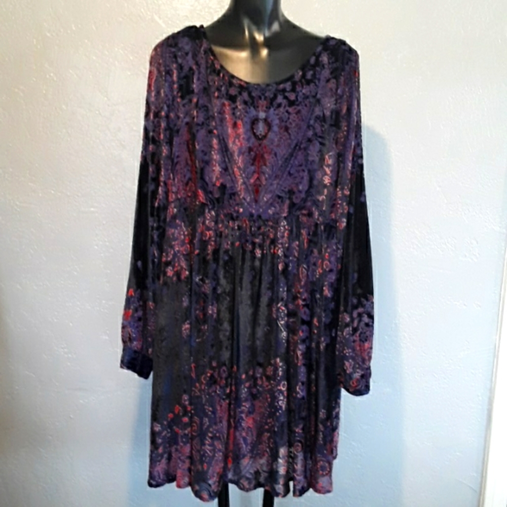 Free people velvet cut away mini dress size large